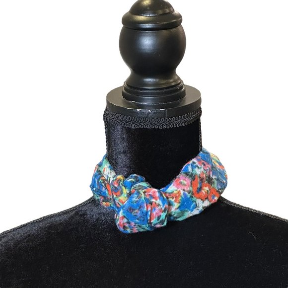 Unbranded Scarf Womens Long Rectangle Blue Pink Semi Sheer Floral Wrap - Picture 2 of 8